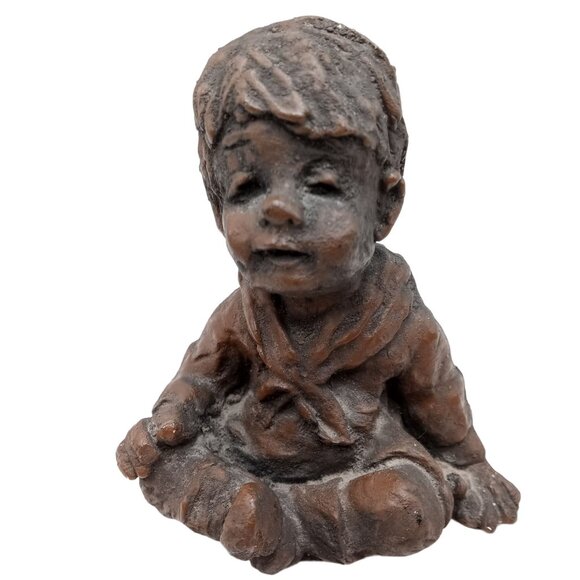 Boy In Sailor Suit Sculpture Babs Mellor Vintage OOAK Art Toddler Kid Statue - Picture 13 of 13